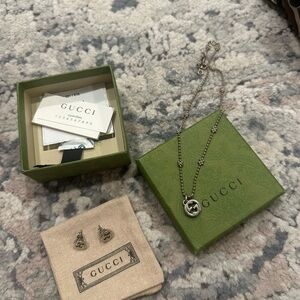 Gucci Silver Necklace and Earrings Set